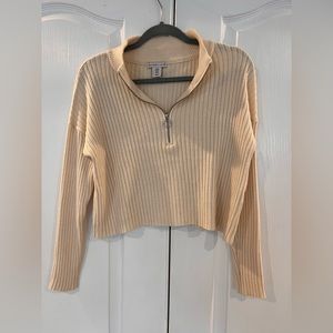 NWOT Cropped Quarter Zip Sweater